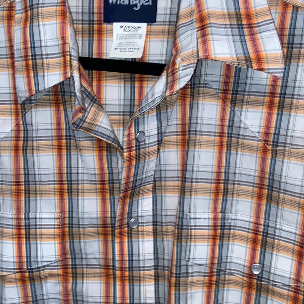 Wrangler Mens XLarge Western Plaid Pearl Snap Long Sleeve Shirt Pockets Rodeo - Picture 5 of 9